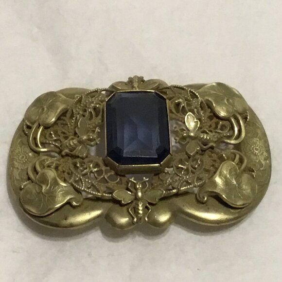 Antique & large Art Nouveau sash brooch w/ Napolean bee design and blue stone - Picture 7 of 7